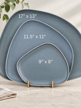 Zodax blue/gray organic shape stoneware serving plates Set of 3